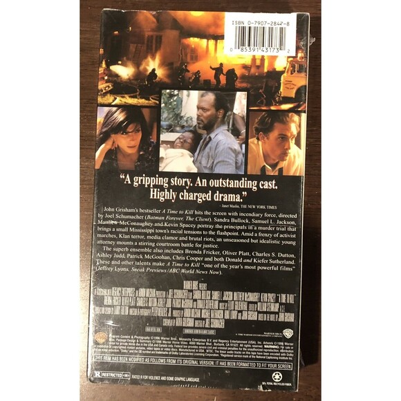 A Time to Kill (VHS, 1996) Sandra Bullock Samuel Jackson McConaughey Sealed - Picture 2 of 5
